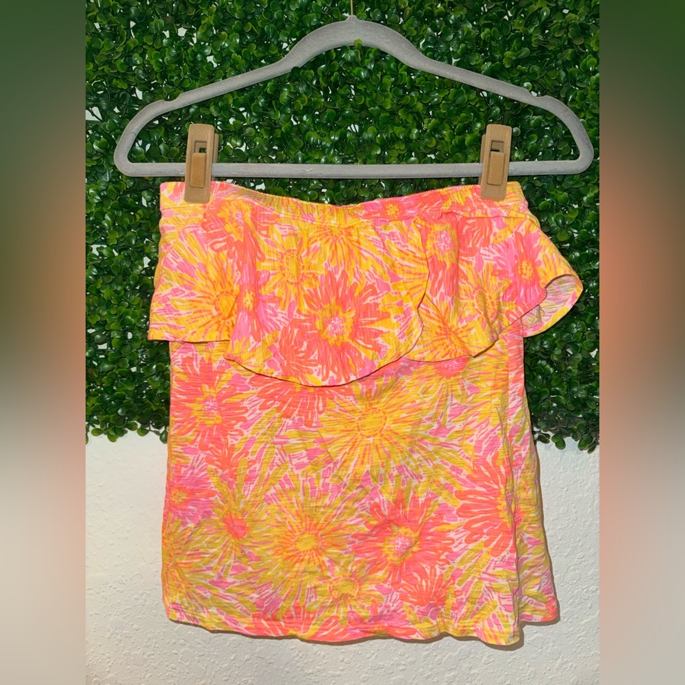 Lilly Pulitzer Wakely Floral Ruffle Tube Top Medium